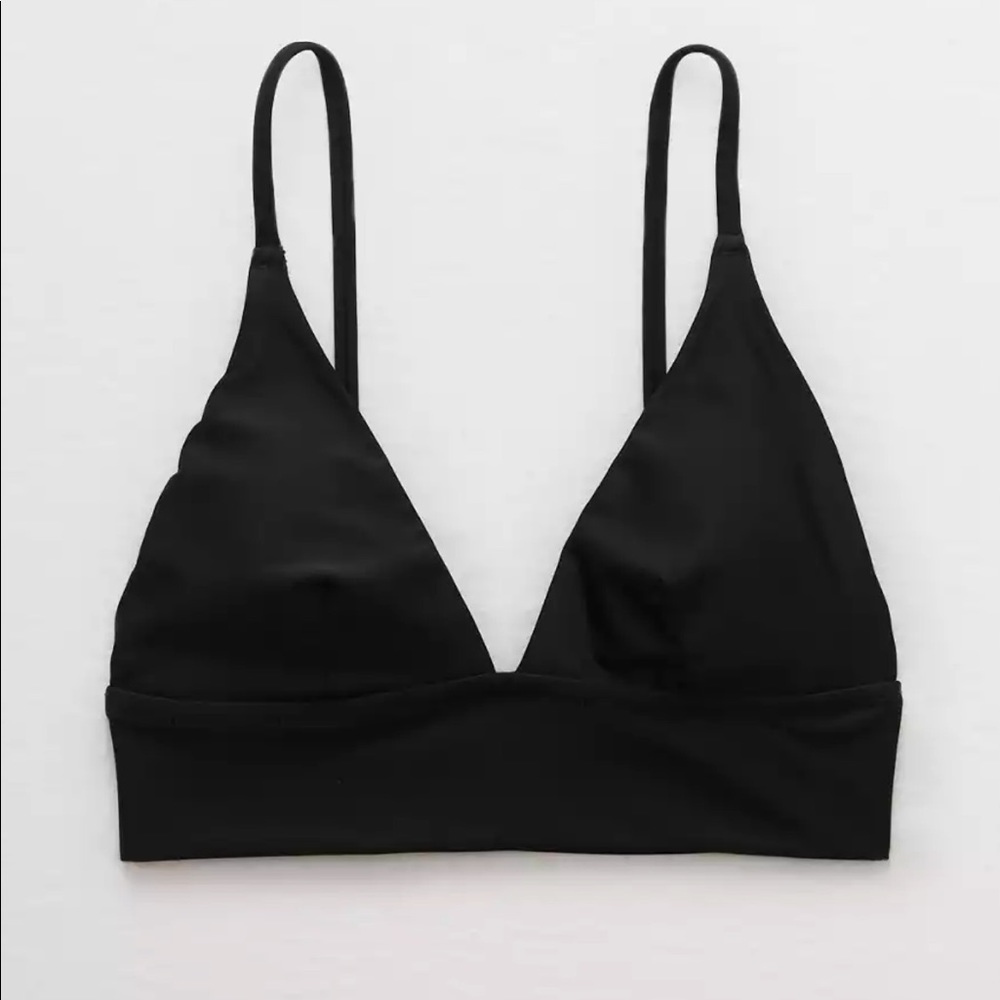 Aerie Longline Triangle Bikini Top Black